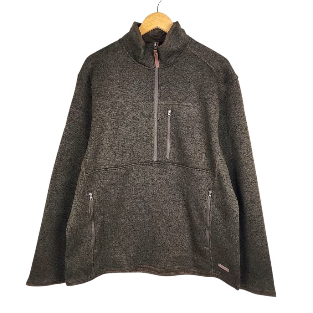 Smith's Workwear Men's Sweater Fleece 1/4 Zip Pullover Brown Heather NWT Large